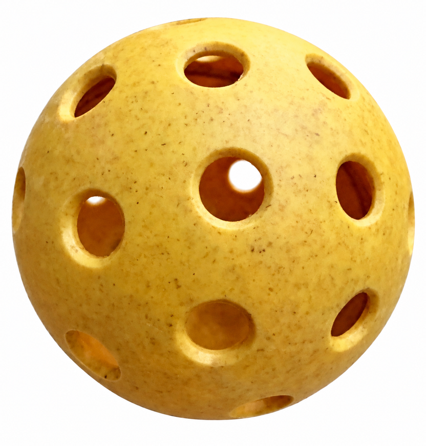 Single yellow HighBounce pickleball on a white background; sold in a three-ball pack.
